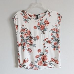 Forever 21 white floral sleeveless blouse